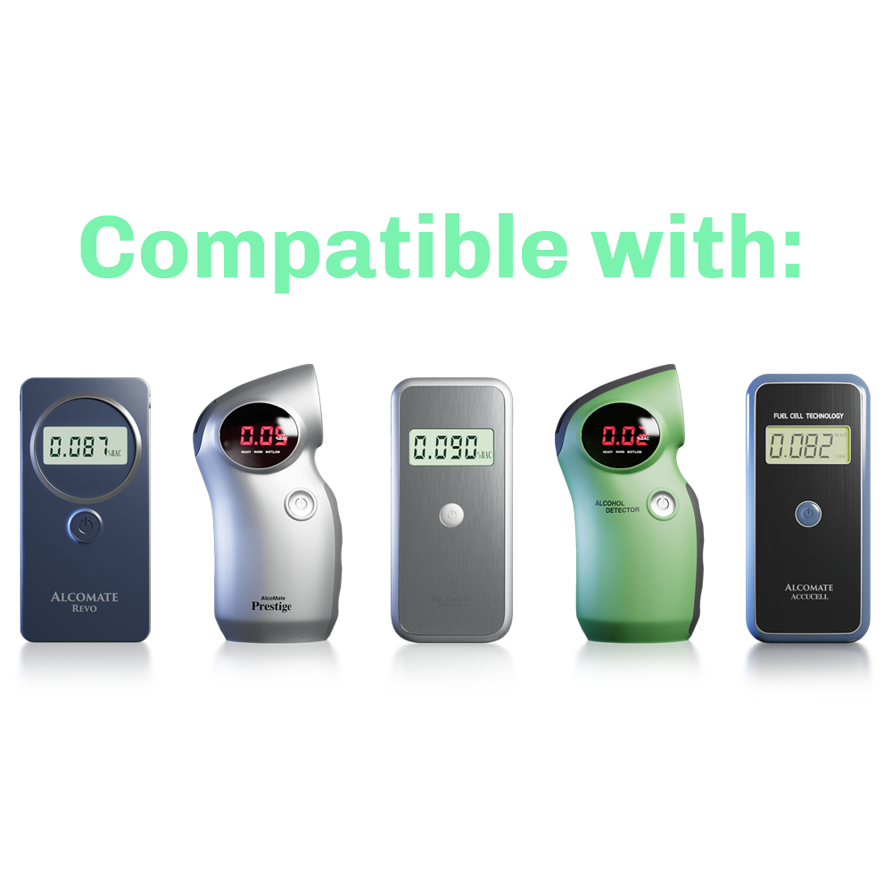 AlcoMate standard mouthpiece compatibility — breathalyzers sold separately
